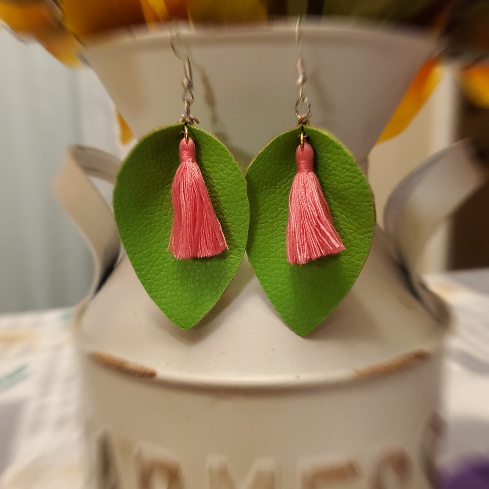 Faux leather earings